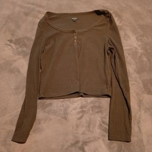 Green Long Sleeve Crop Top